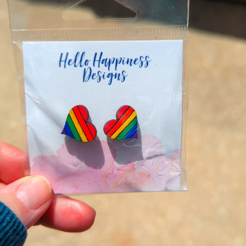 Rainbow heart earrings